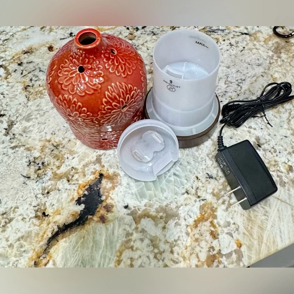 Rust Ceramic Floral Lantern Essential Oil Ultra Sonic Aromatherapy Diffuser